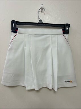 Vintage Ellesse White Pleated Tennis Skirt Size-M